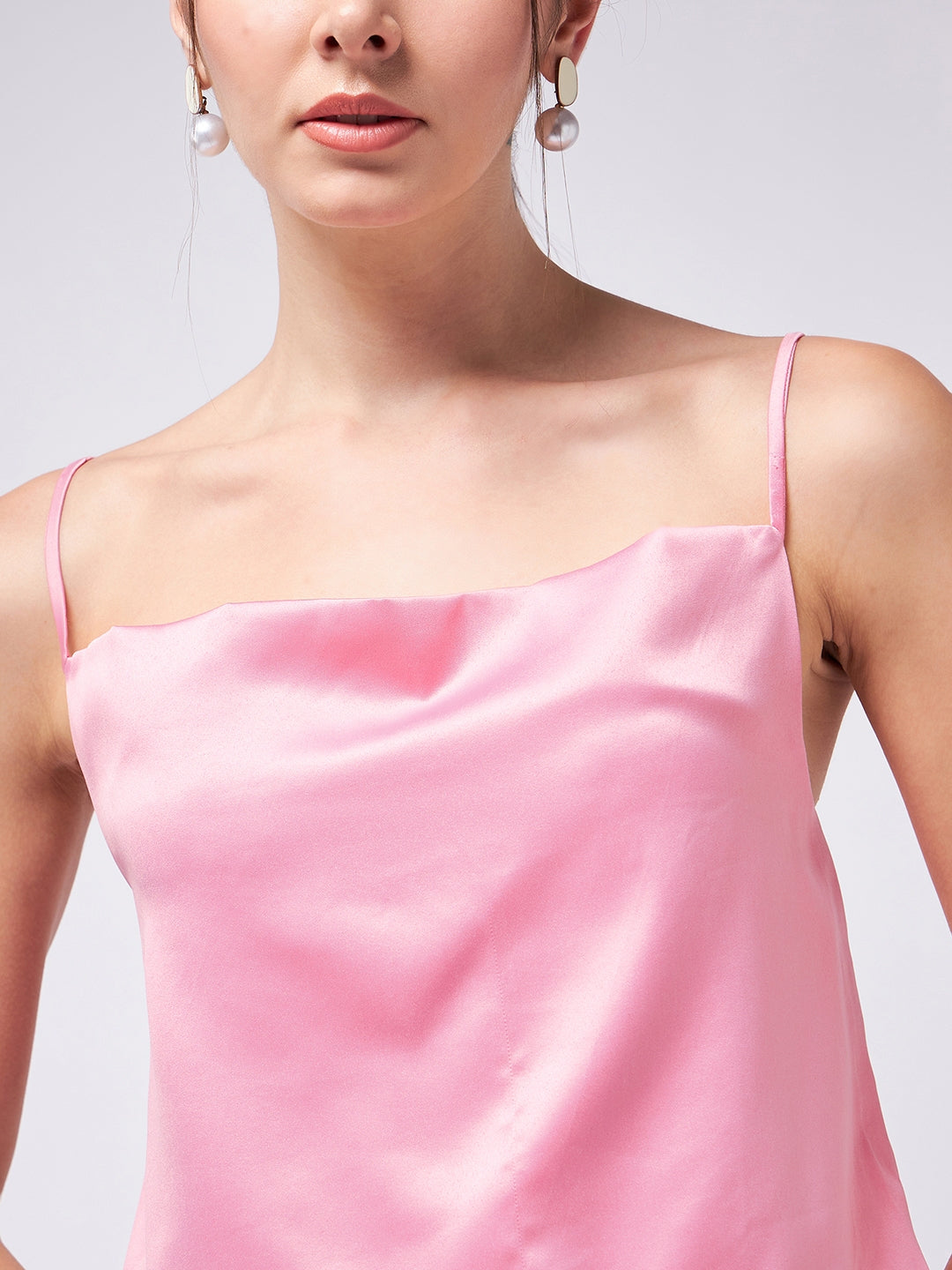 Pink Cowl Satin Top