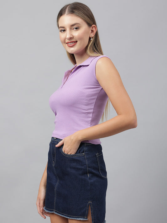 Lavender Collared Top