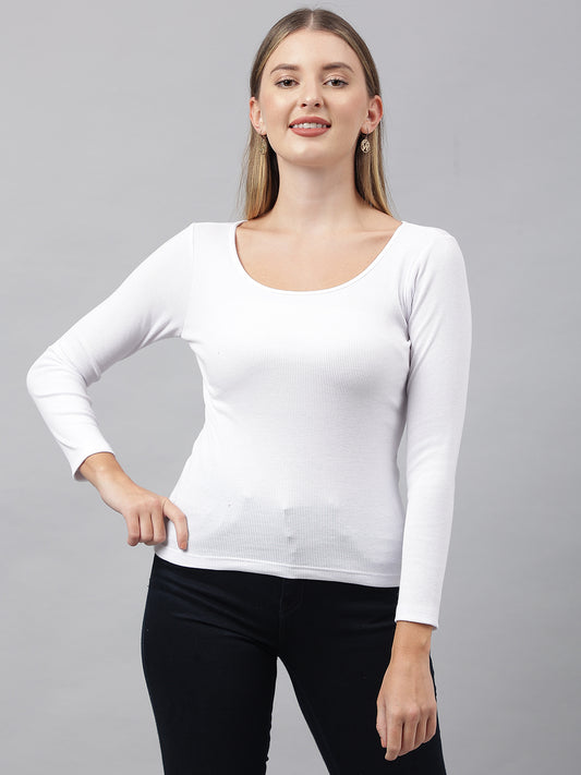 White Wide Square Neck Top