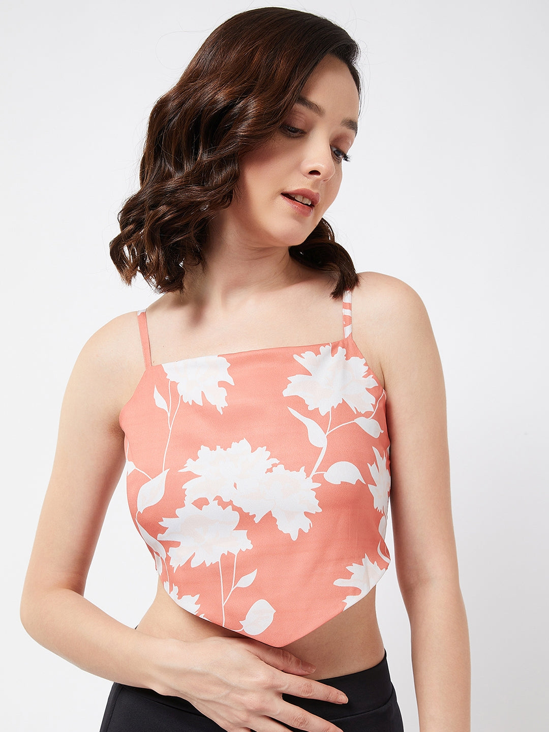 Orange Floral Crop Top