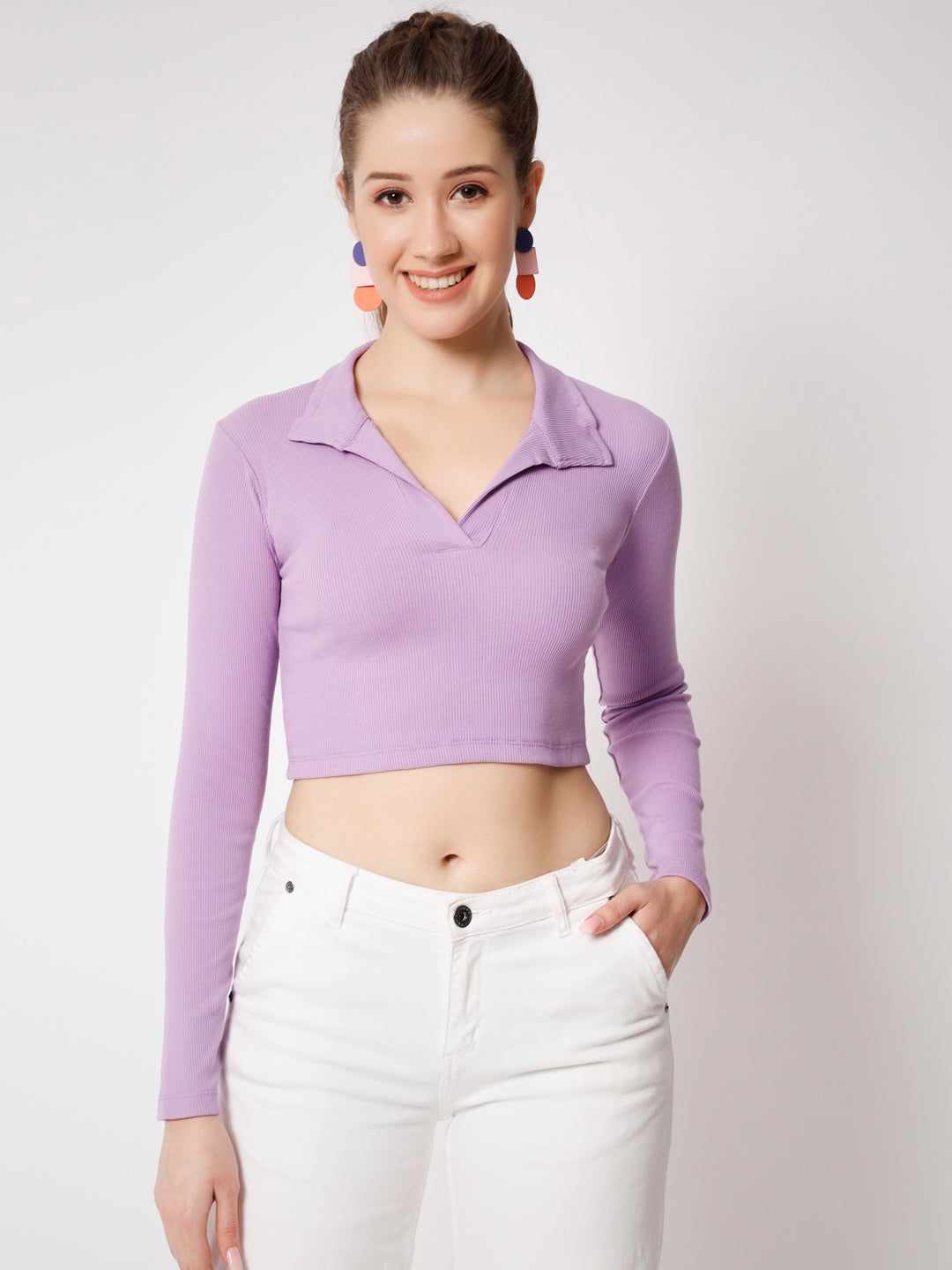 Lavender Collared Top