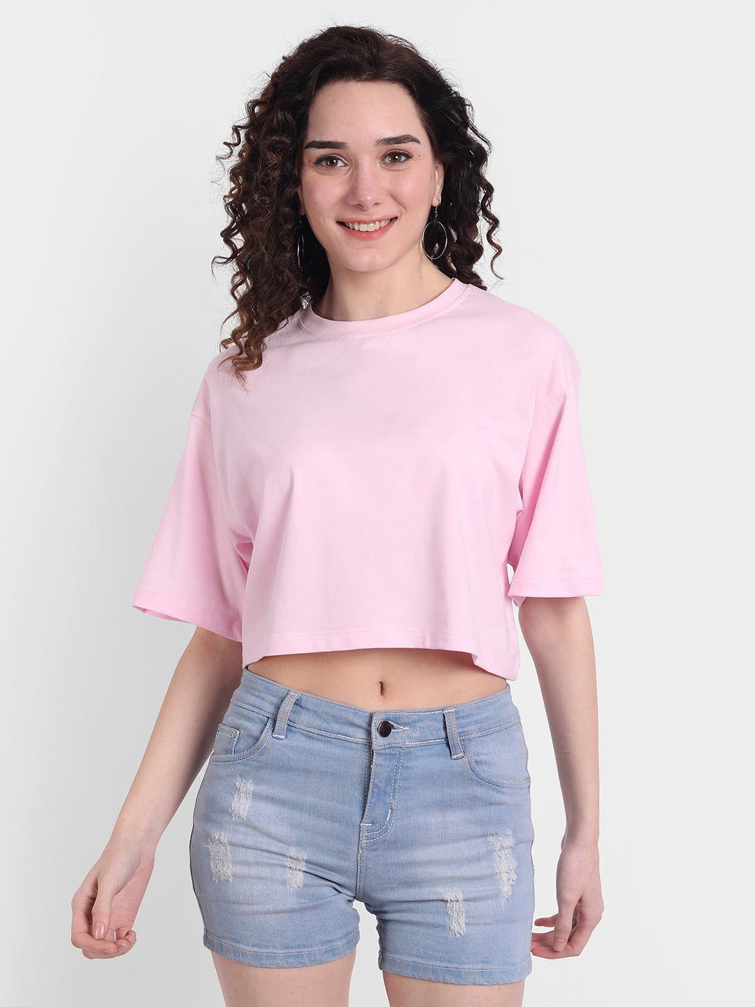Pink Oversized Cropped T-shirt