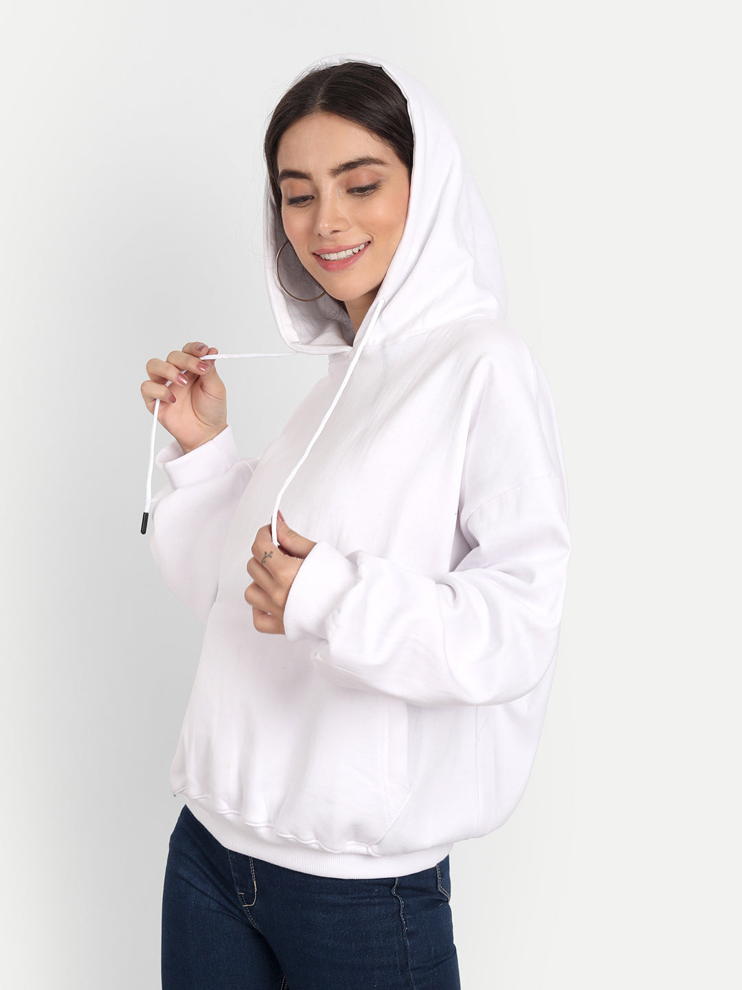 Oversized white zip store up hoodie