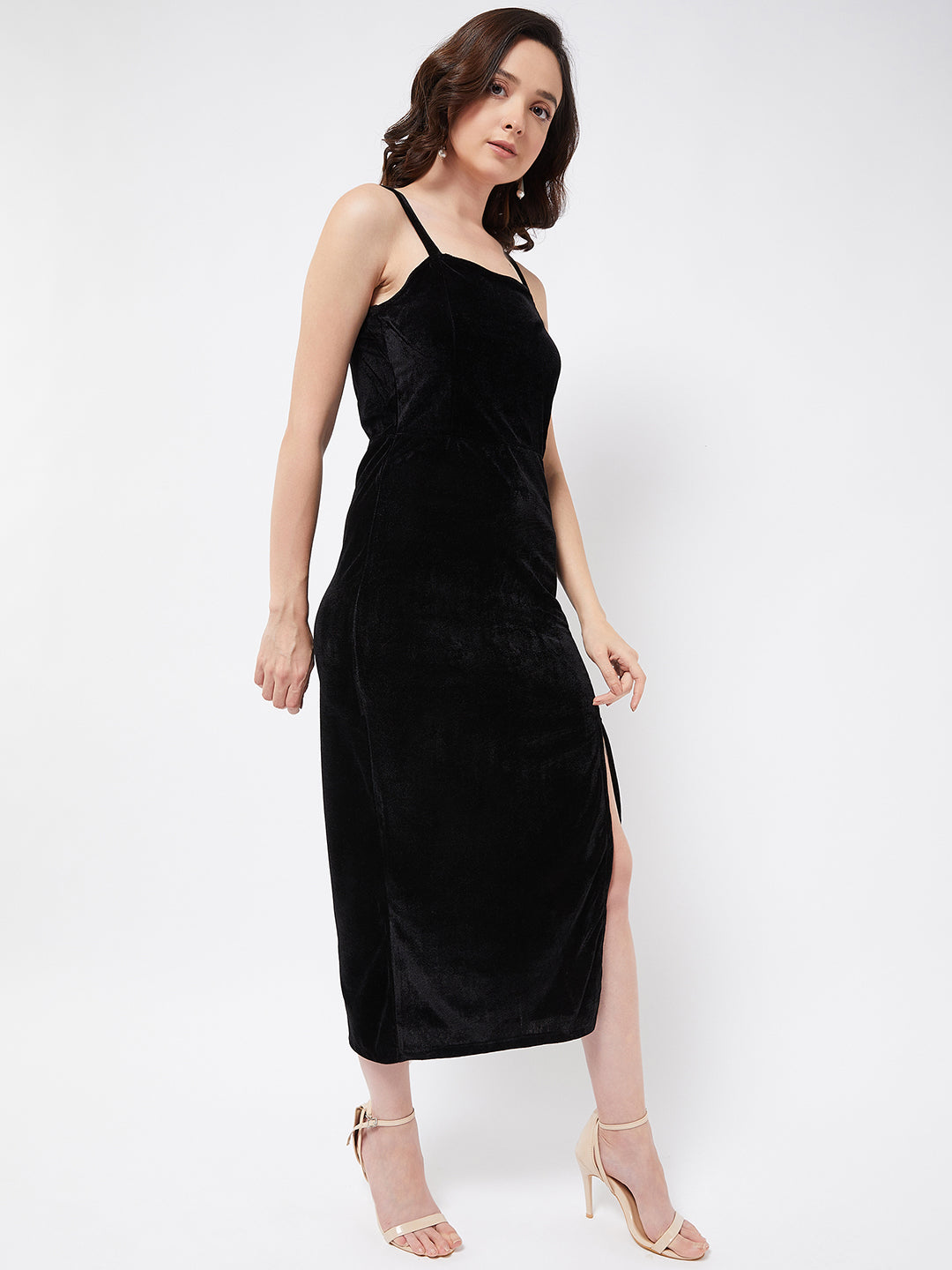 Black Bodycon Velvet Dress